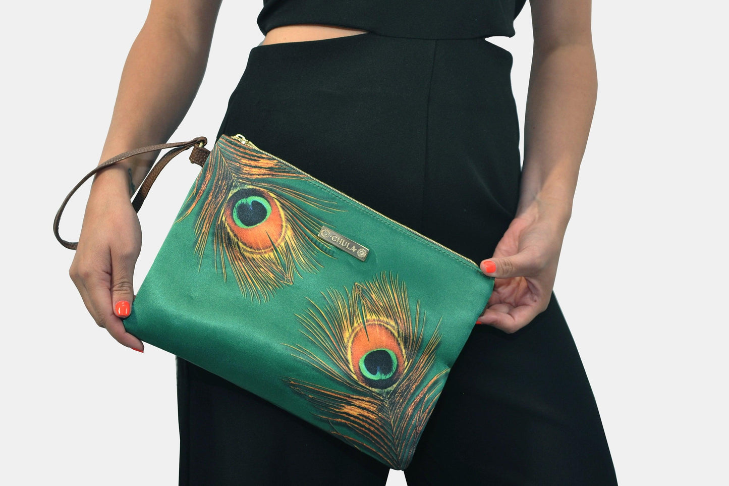 Bolso de Mano y Bandolera Pequeño Clutch Pavo Real Verde | CHULA Tulum - CHULA Tulum