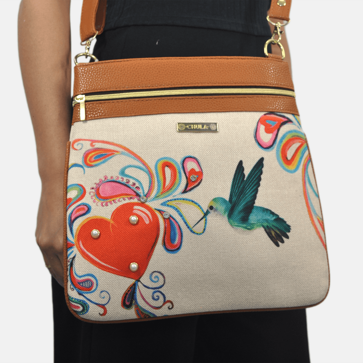 Bolso Bandolera mediano LIA Shoulder Colibrí con Gotas | CHULA Tulum - CHULA Tulum