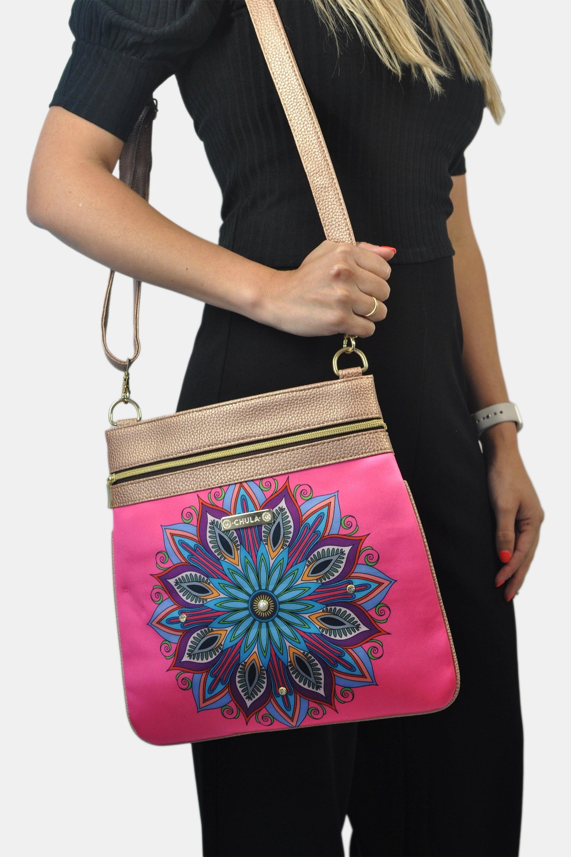 Bolso Bandolera mediano LIA Shoulder Mandala Rosa | CHULA Tulum - CHULA Tulum