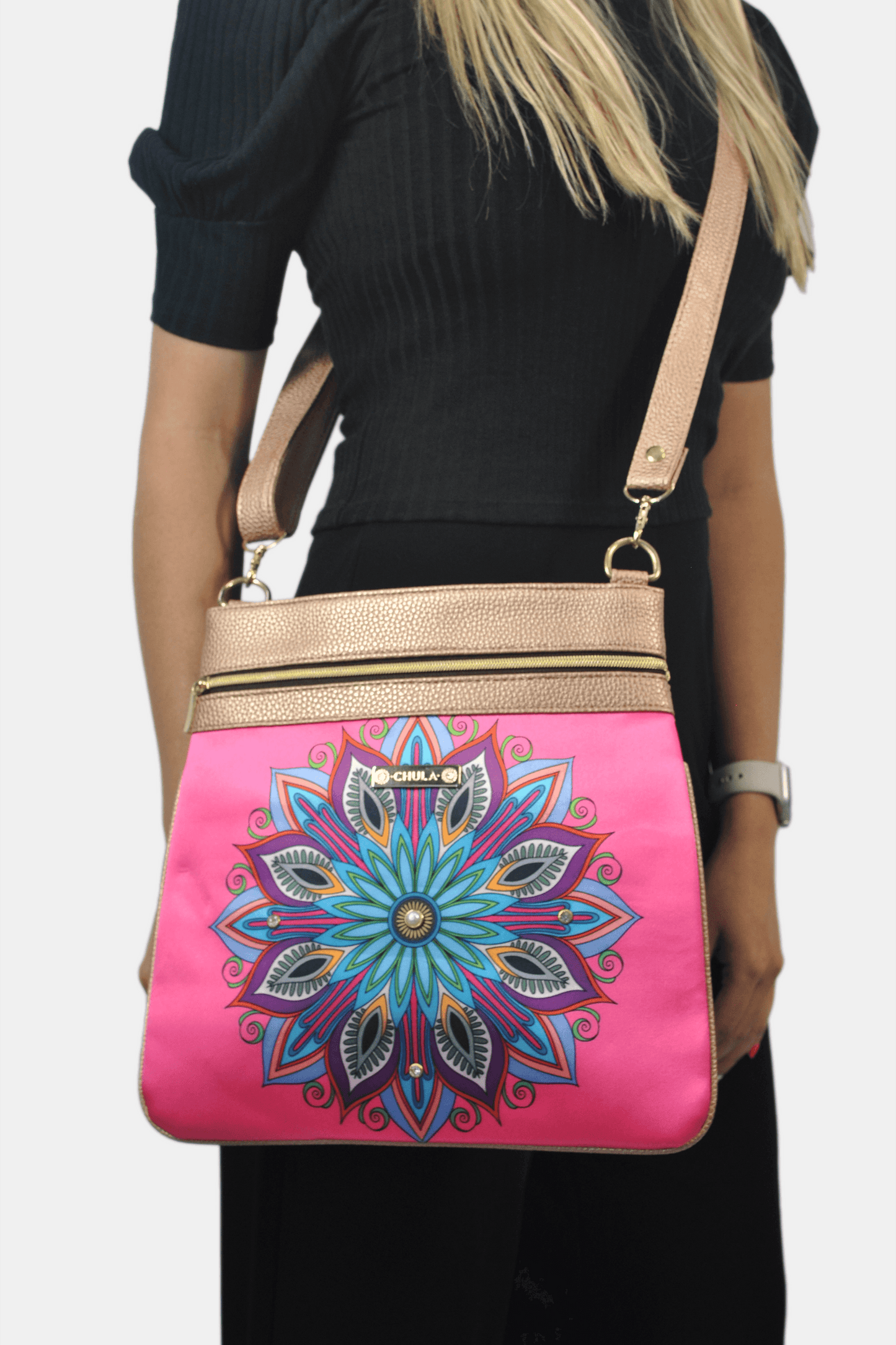 Bolso Bandolera mediano LIA Shoulder Mandala Rosa | CHULA Tulum - CHULA Tulum