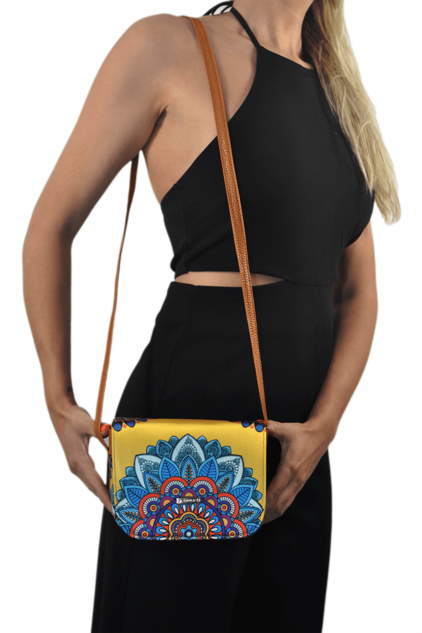 Bolso bandolera pequeño de mujer Julie Mandala Amarilla | CHULA Tulum - CHULA Tulum