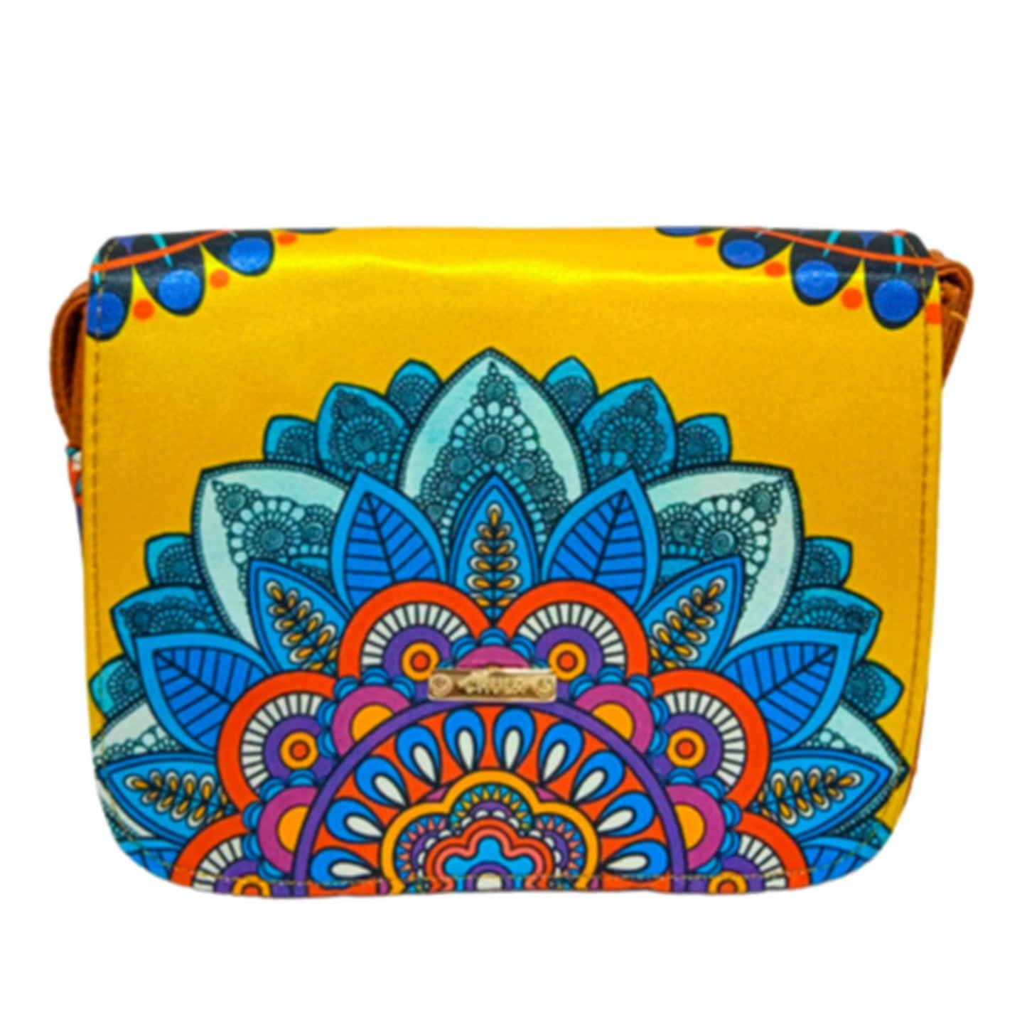 Bolso bandolera pequeño de mujer Julie Mandala Amarilla | CHULA Tulum - CHULA Tulum