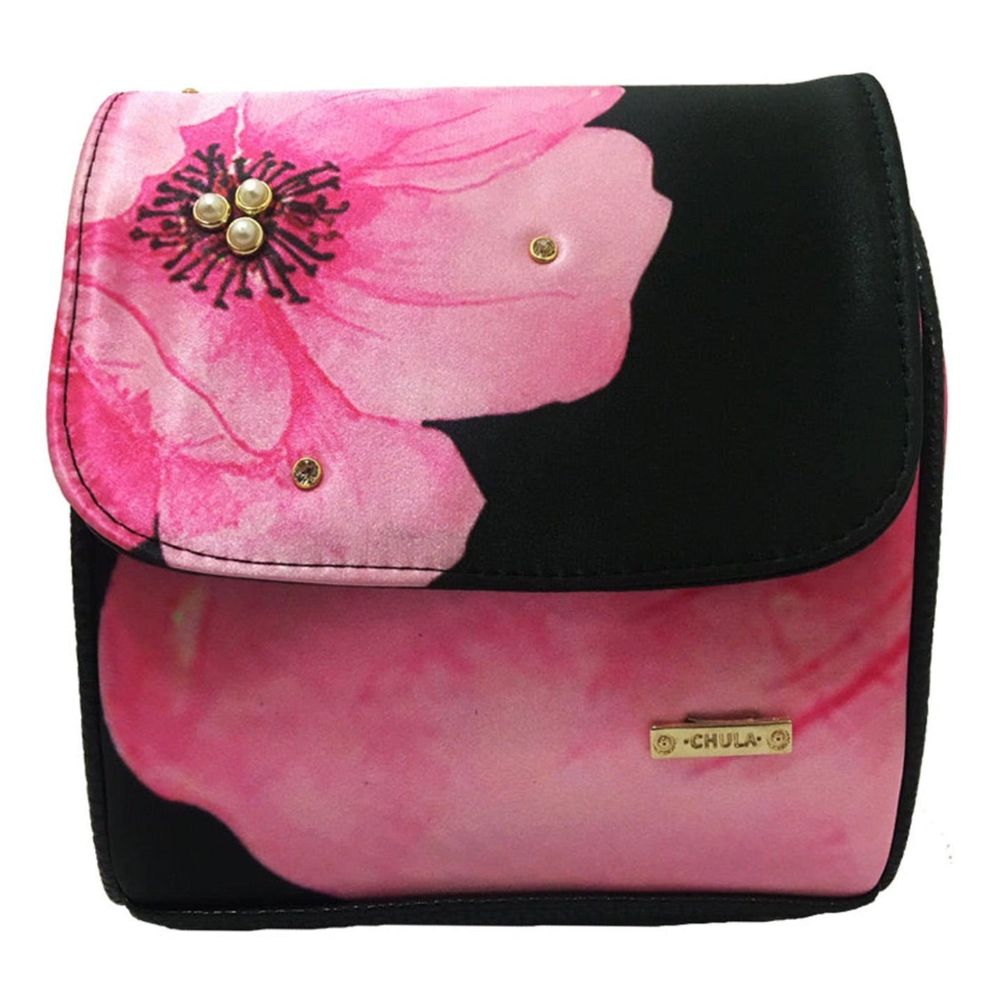 Bolso bandolera pequeño Mini Baúl Hibisco Flor Rosa | CHULA Tulum - CHULA Tulum