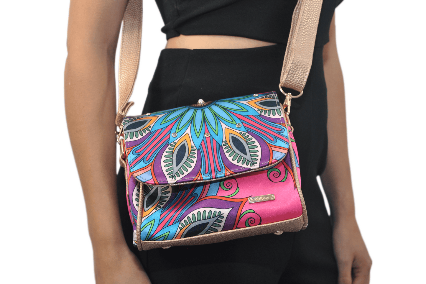 Bolso bandolera pequeño Mini Baúl Mándala Rosa | CHULA Tulum - CHULA Tulum