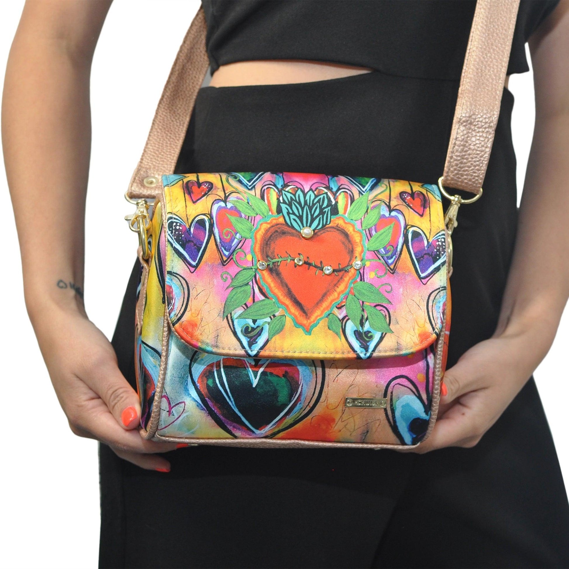 Bolso Bandolera pequeño Mini Baúl Pop Art Corazón | CHULA Tulum - CHULA Tulum