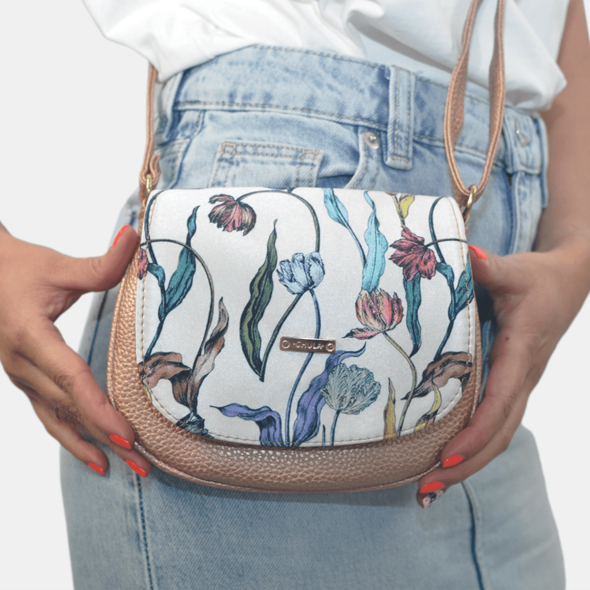 Bolso bandolera pequeño de mujer Iris Flores Peonia | CHULA Tulum - CHULA Tulum