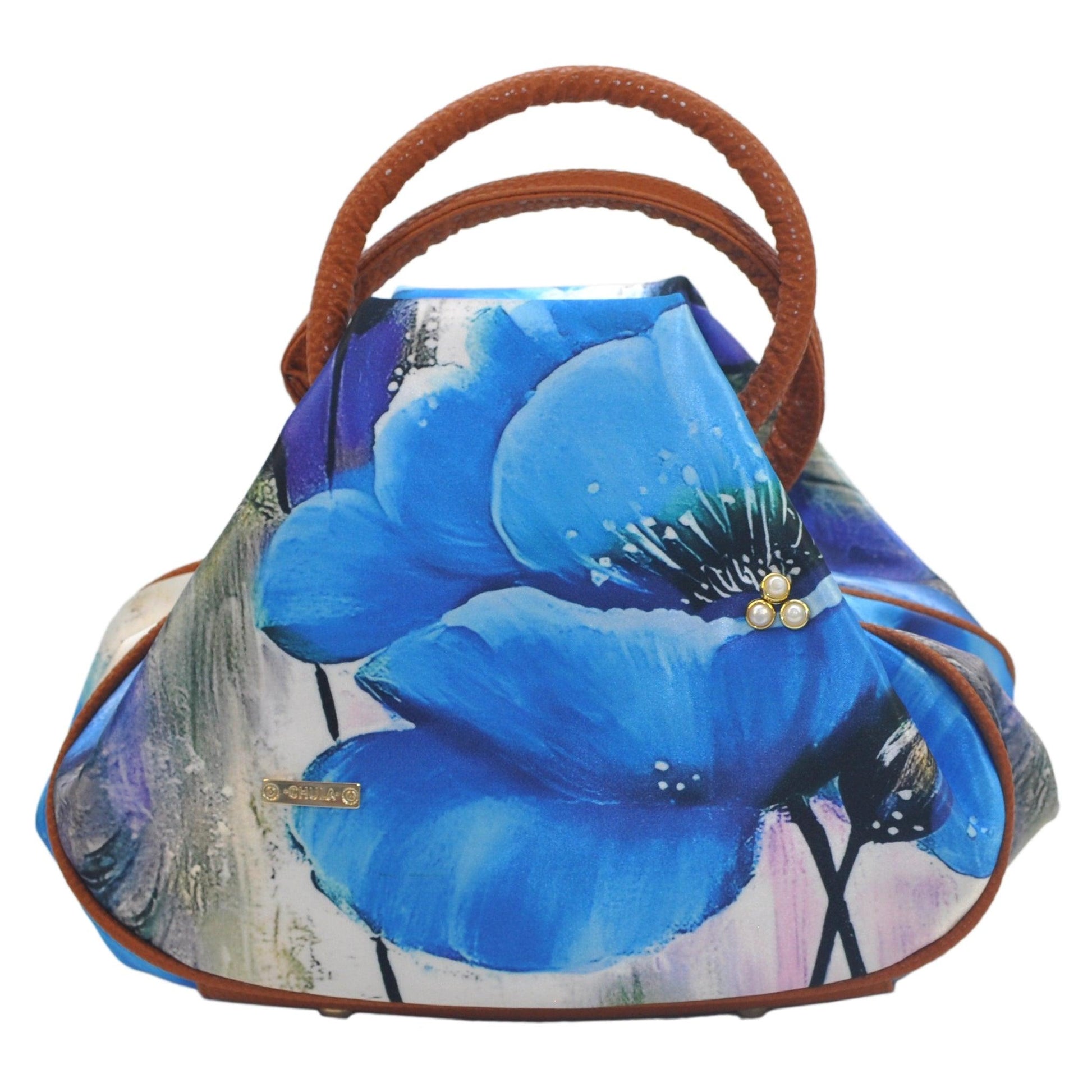 Bolso de mano y Bandolera mediano Monique Flor Azul | CHULA Tulum - CHULA Tulum