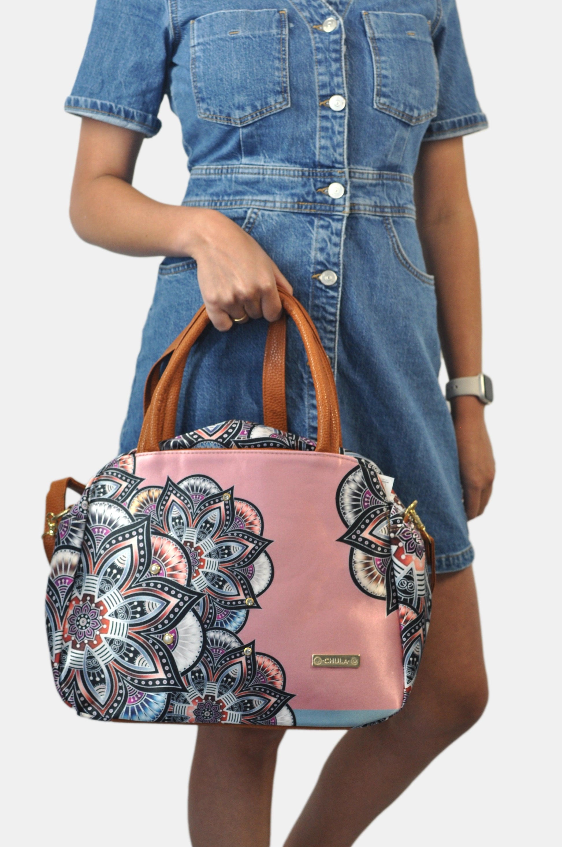 Bolso de hombro y bandolera grande Ana Mandala Rosa | CHULA Tulum - CHULA Tulum