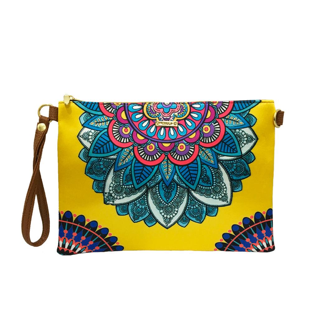 Bolso de Mano y Bandolera Pequeño Clutch Mándala Amarilla | CHULA Tulum - CHULA Tulum