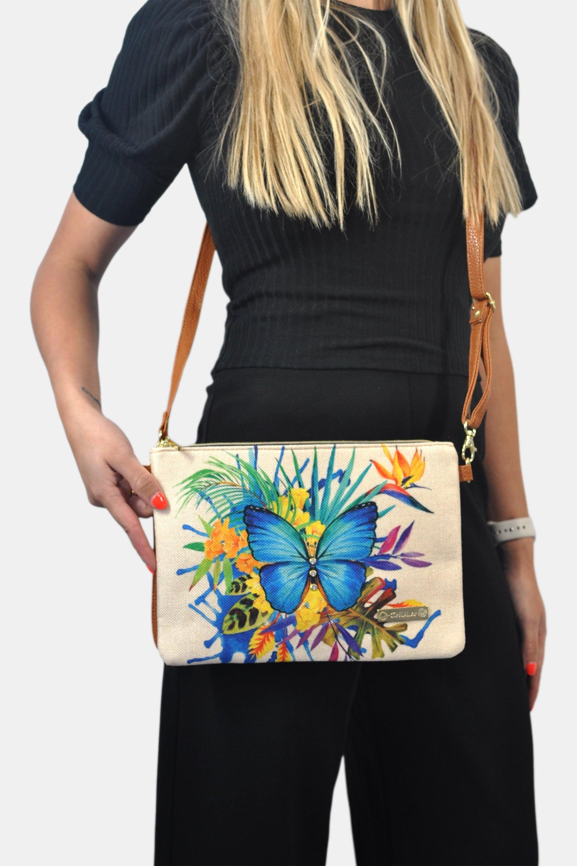 Bolso de Mano y Bandolera Pequeño Clutch Mariposa jardín | CHULA Tulum - CHULA Tulum