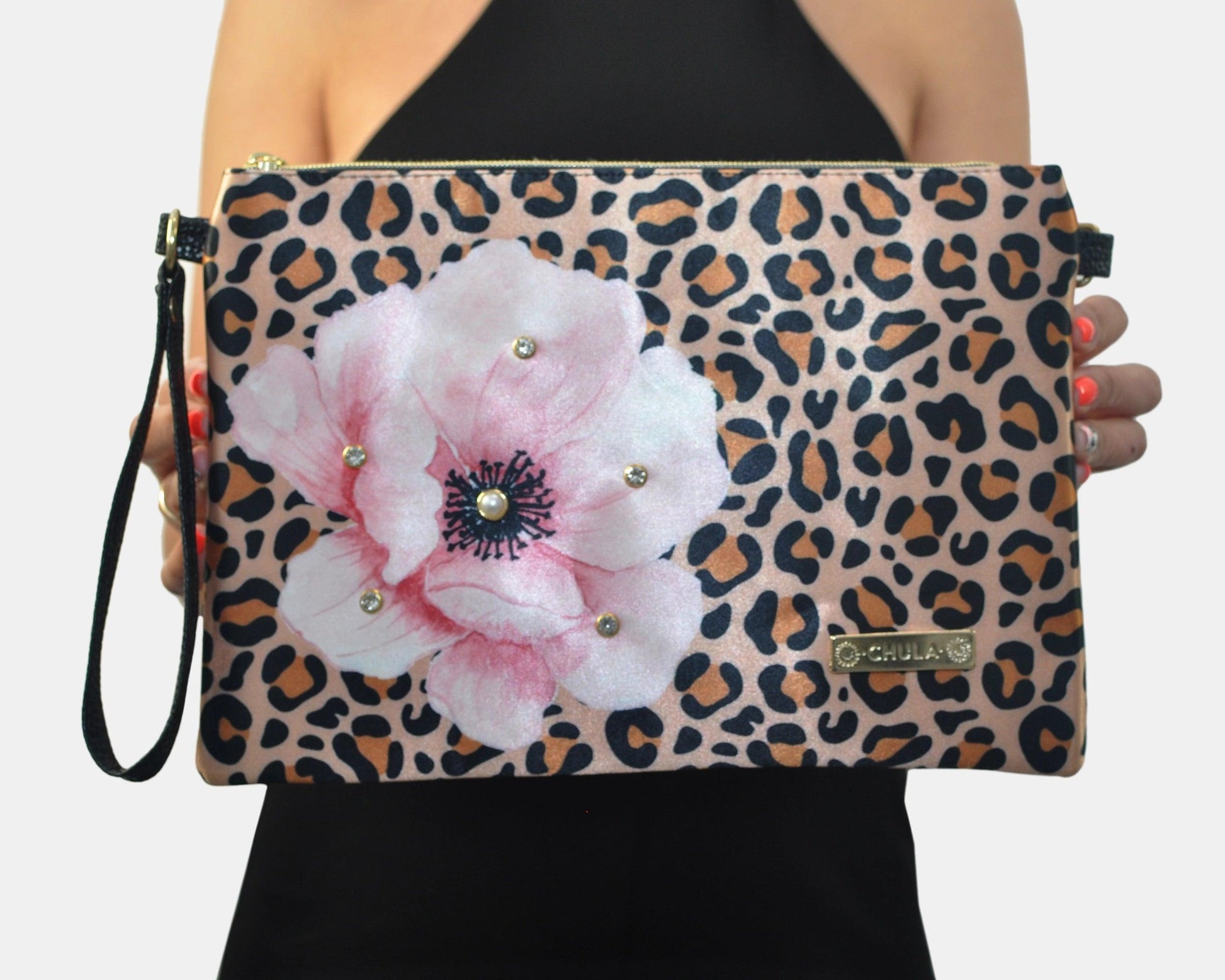 Bolso de Mano y Bandolera Pequeño Clutch Leopardo y Flor | CHULA Tulum - CHULA Tulum