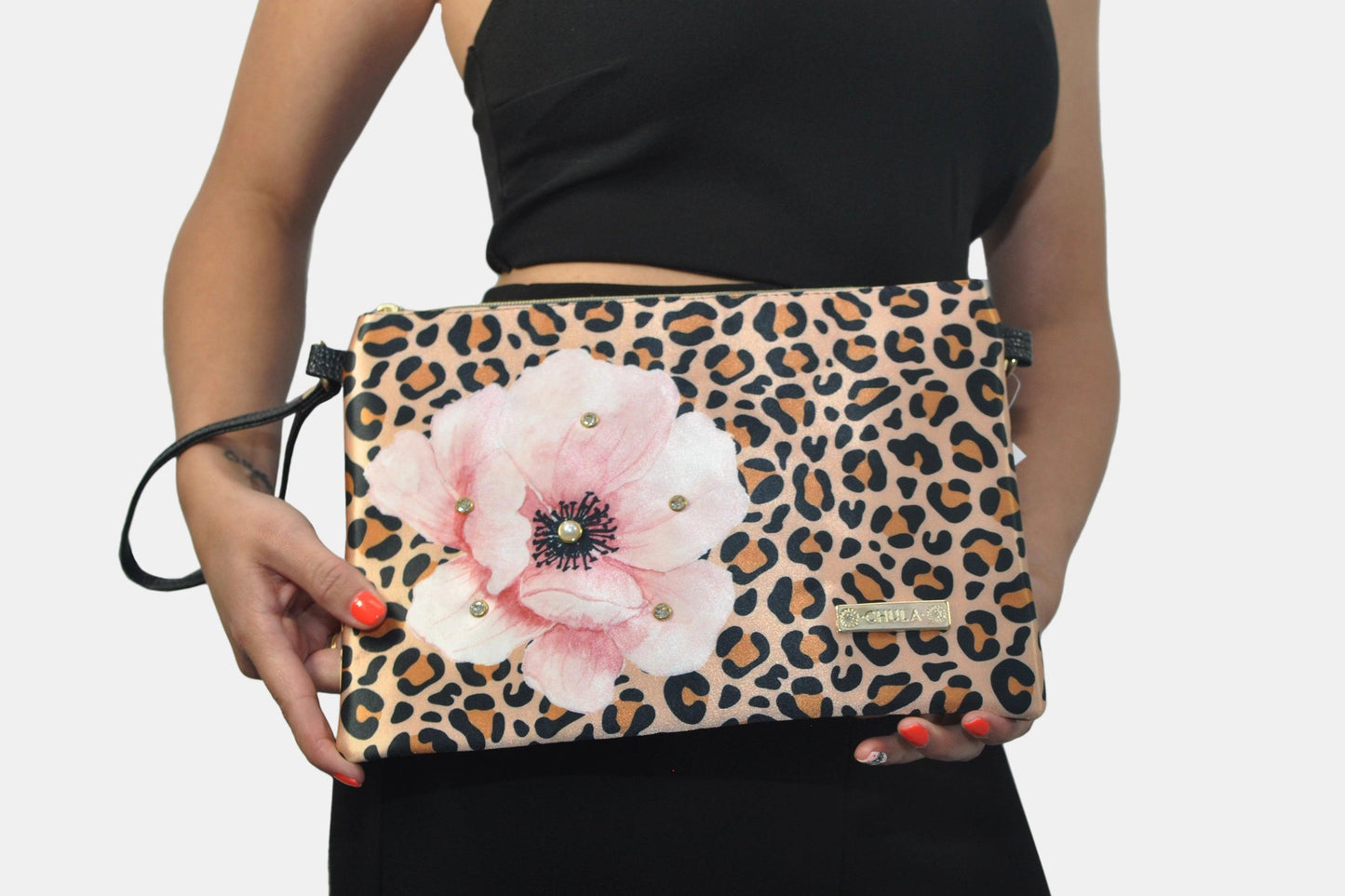 Bolso de Mano y Bandolera Pequeño Clutch Leopardo y Flor | CHULA Tulum - CHULA Tulum