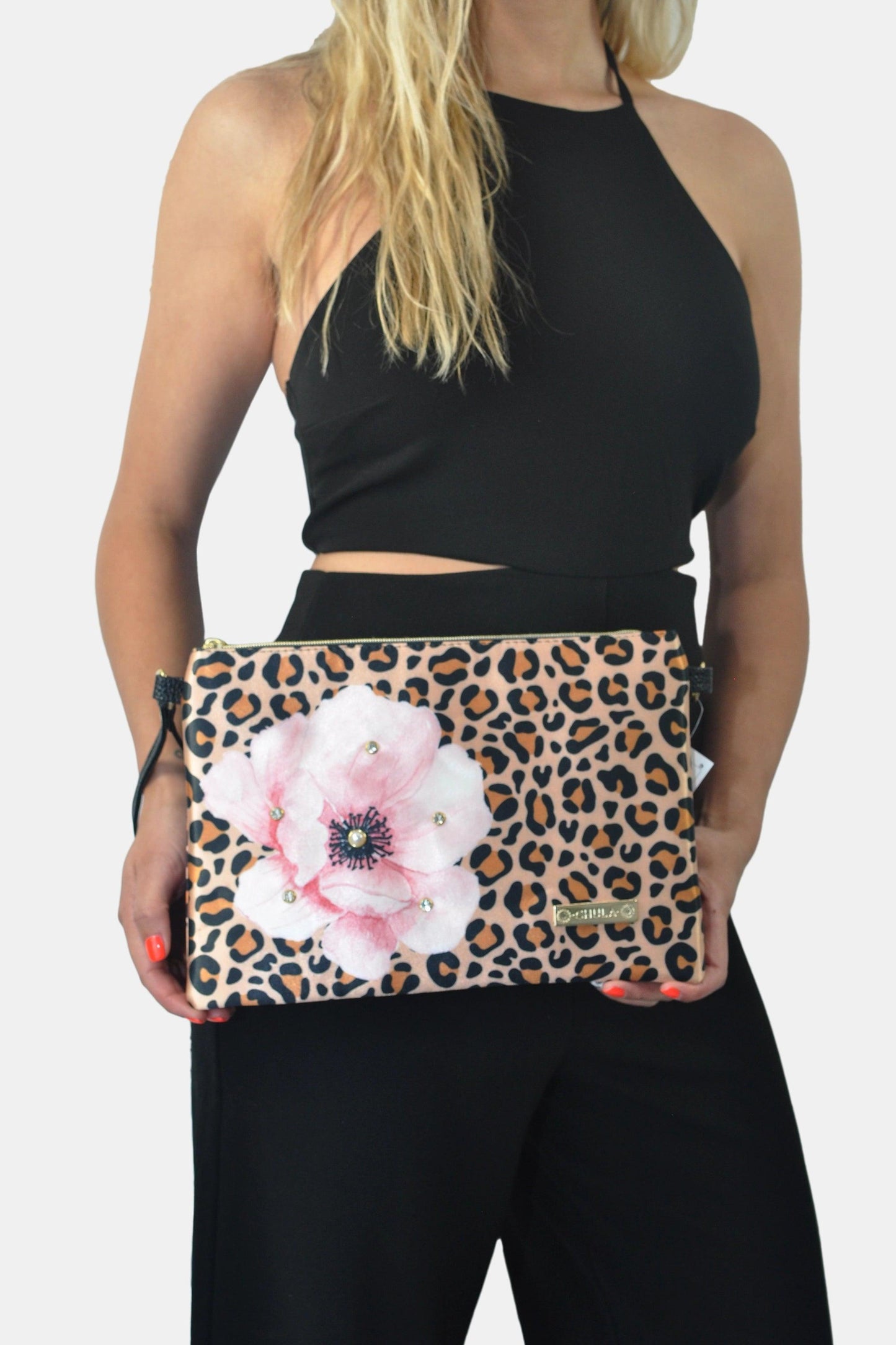 Bolso de Mano y Bandolera Pequeño Clutch Leopardo y Flor | CHULA Tulum - CHULA Tulum