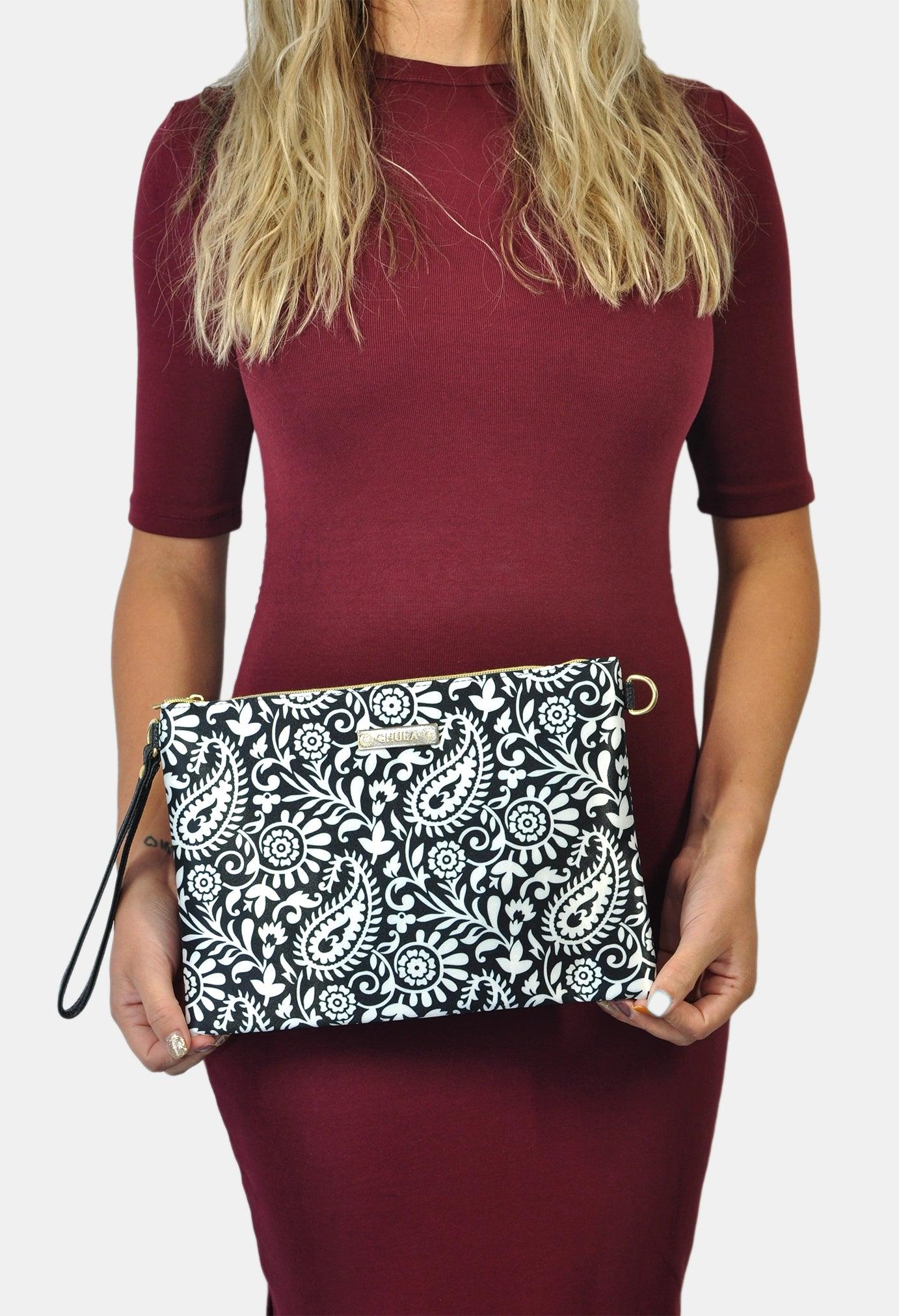 Bolso de Mano y Bandolera Pequeño Clutch Garigol negro | CHULA Tulum - CHULA Tulum