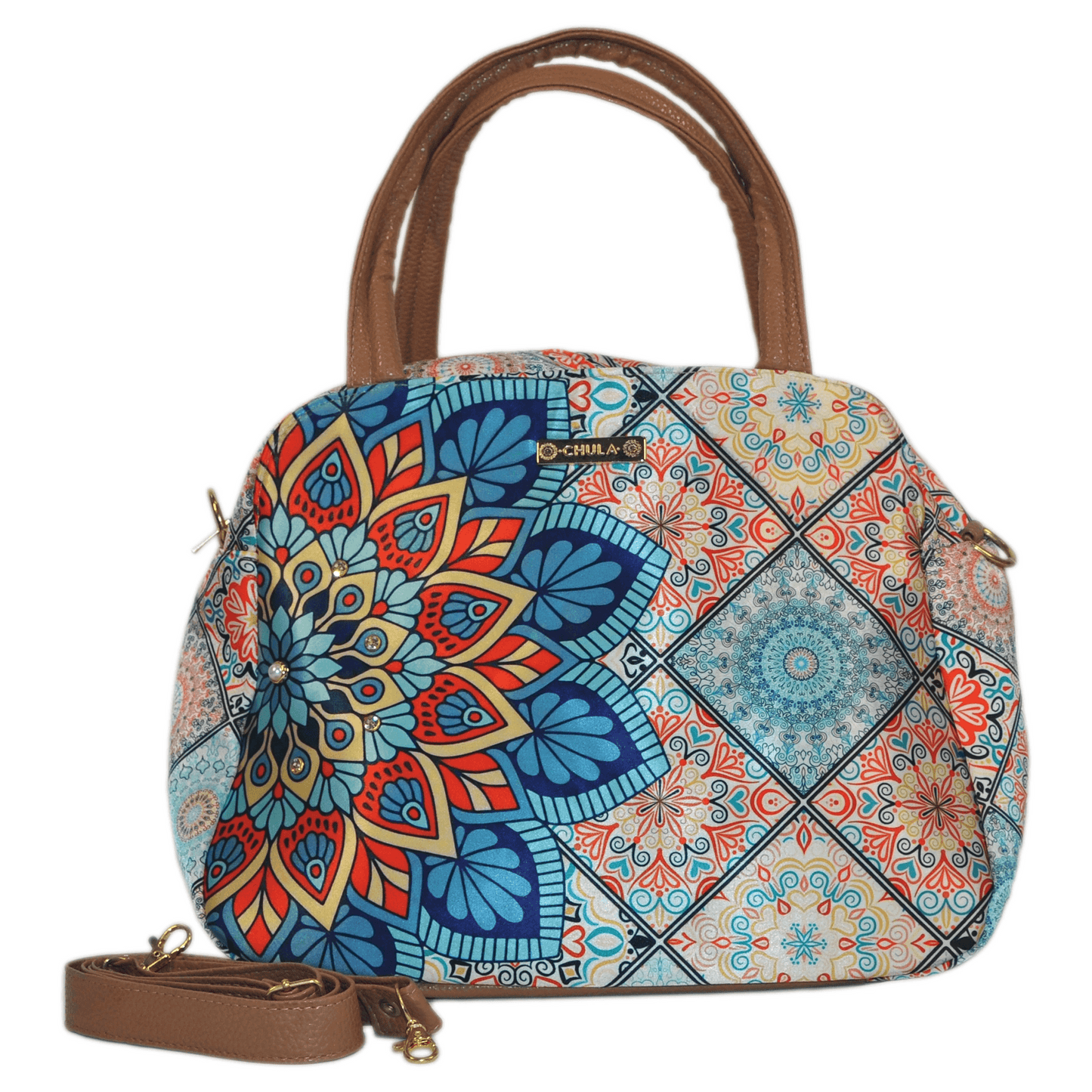 Bolso de hombro y bandolera grande Ana Mandala Turquesa | CHULA Tulum - CHULA Tulum