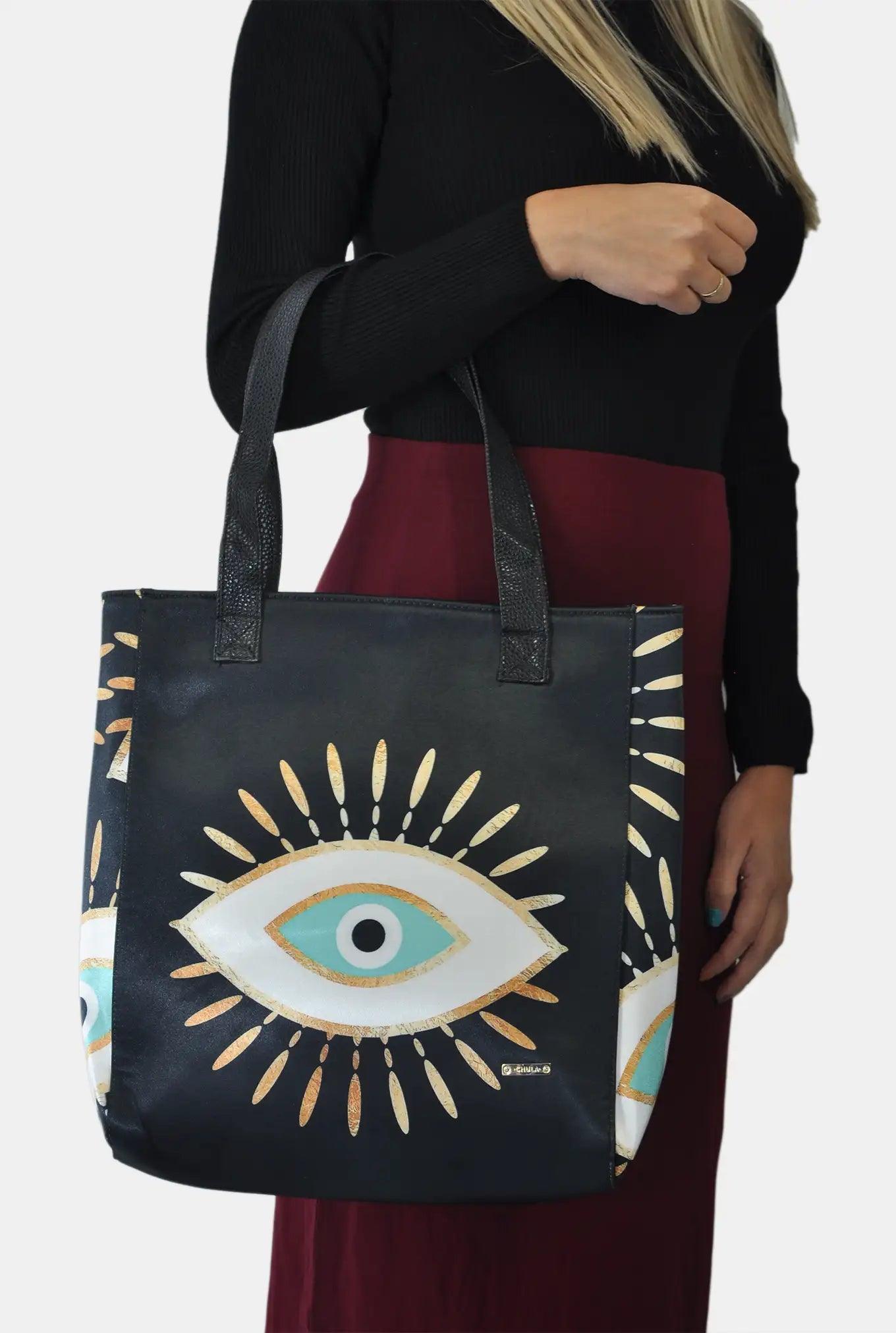 Bolso de Mujer Shopper Grande Opal Tote Ojo Turco Dorado | CHULA Tulum - CHULA Tulum