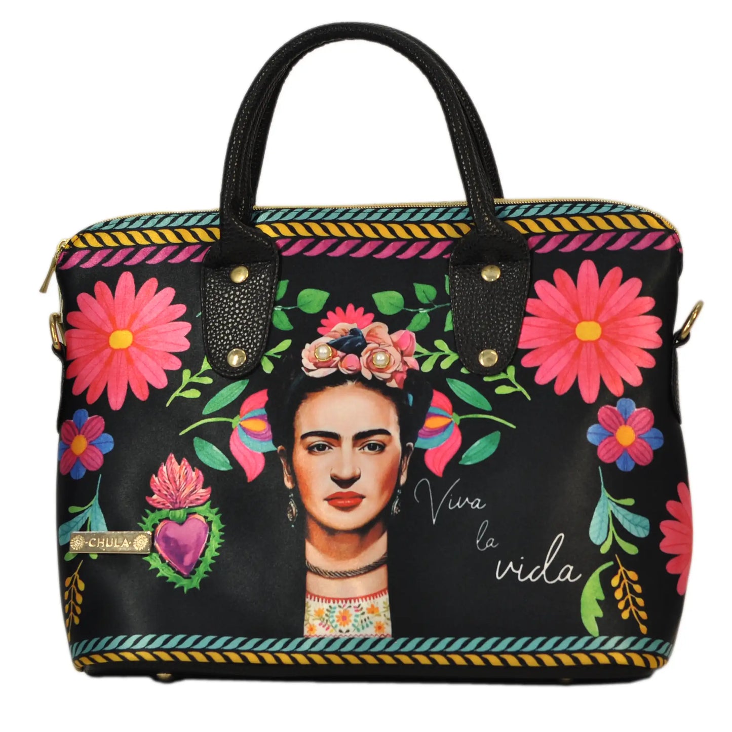 Bolso de mano y bandolera grande de mujer Lucia Frida Kahlo Rouse | CHULA Tulum regalo original para chica complemento cuero vegano