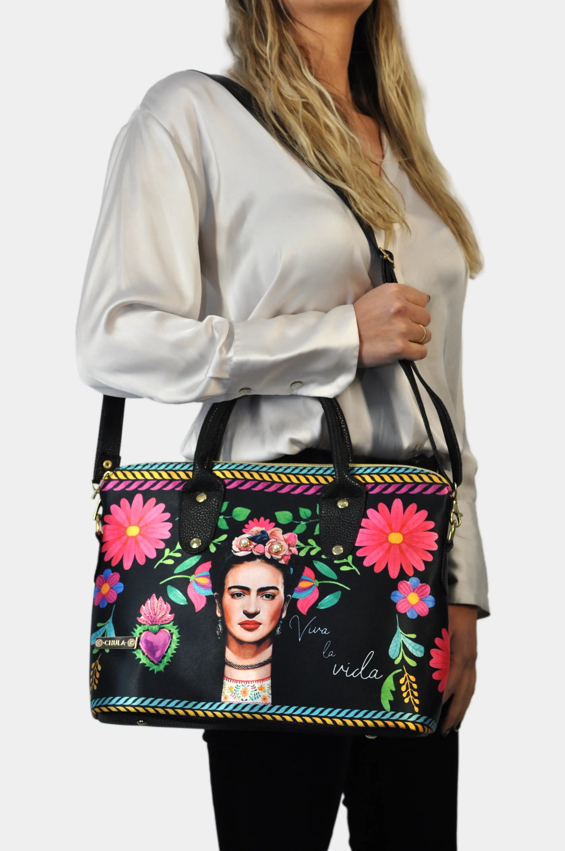 Bolso mujer de mano y bandolera grande Lucia Frida Kahlo Rouse | CHULA Tulum