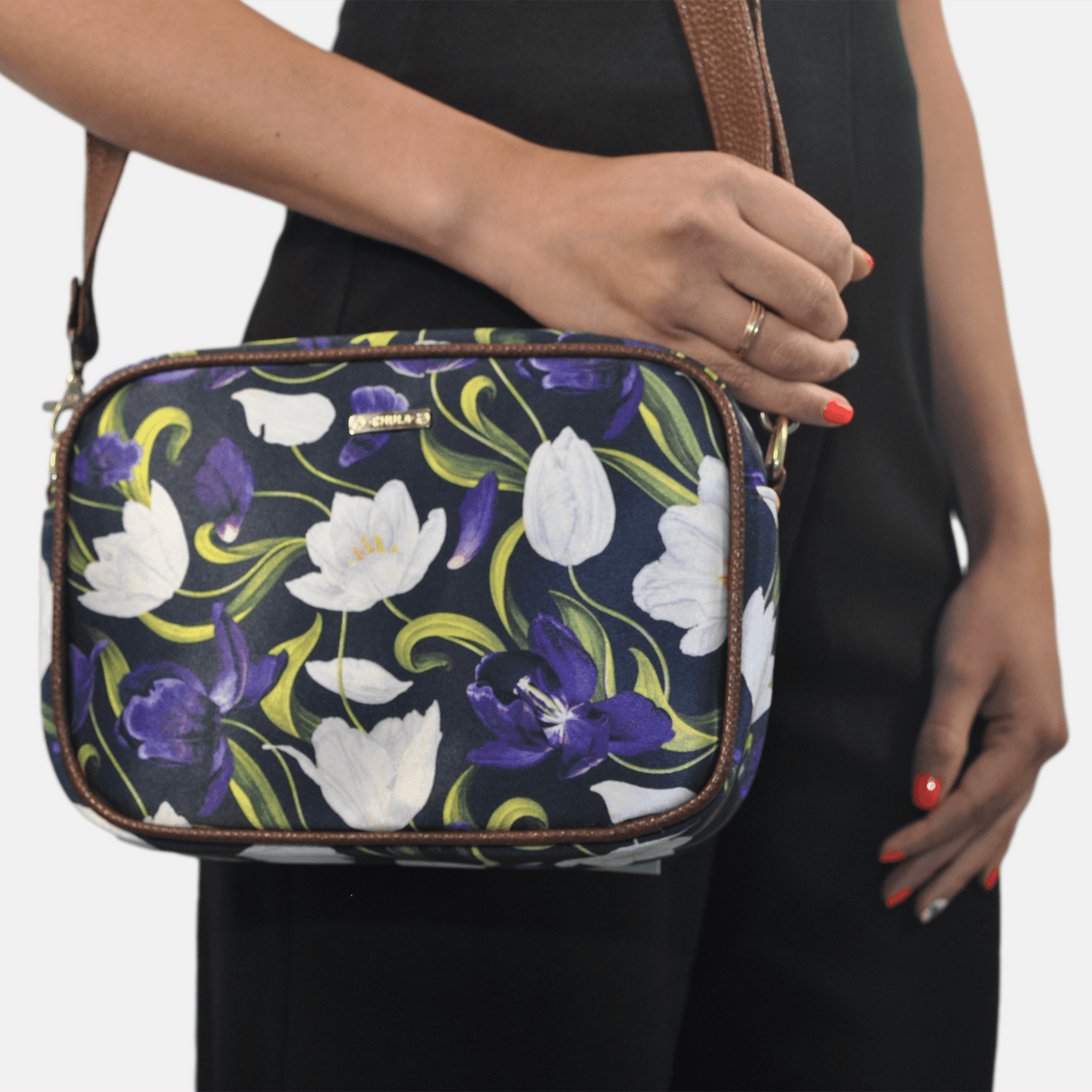 Bolso bandolera pequeño MIA Shoulder Flores Moradas | CHULA Tulum - CHULA Tulum