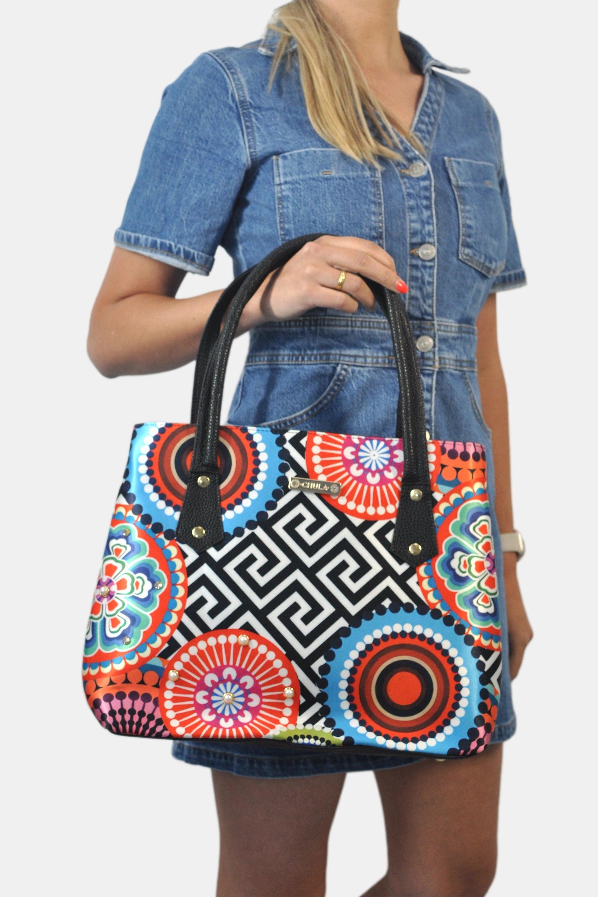 Bolso de hombro Shopper Tote de mujer grande Pupe Círculos | CHULA Tulum - CHULA Tulum