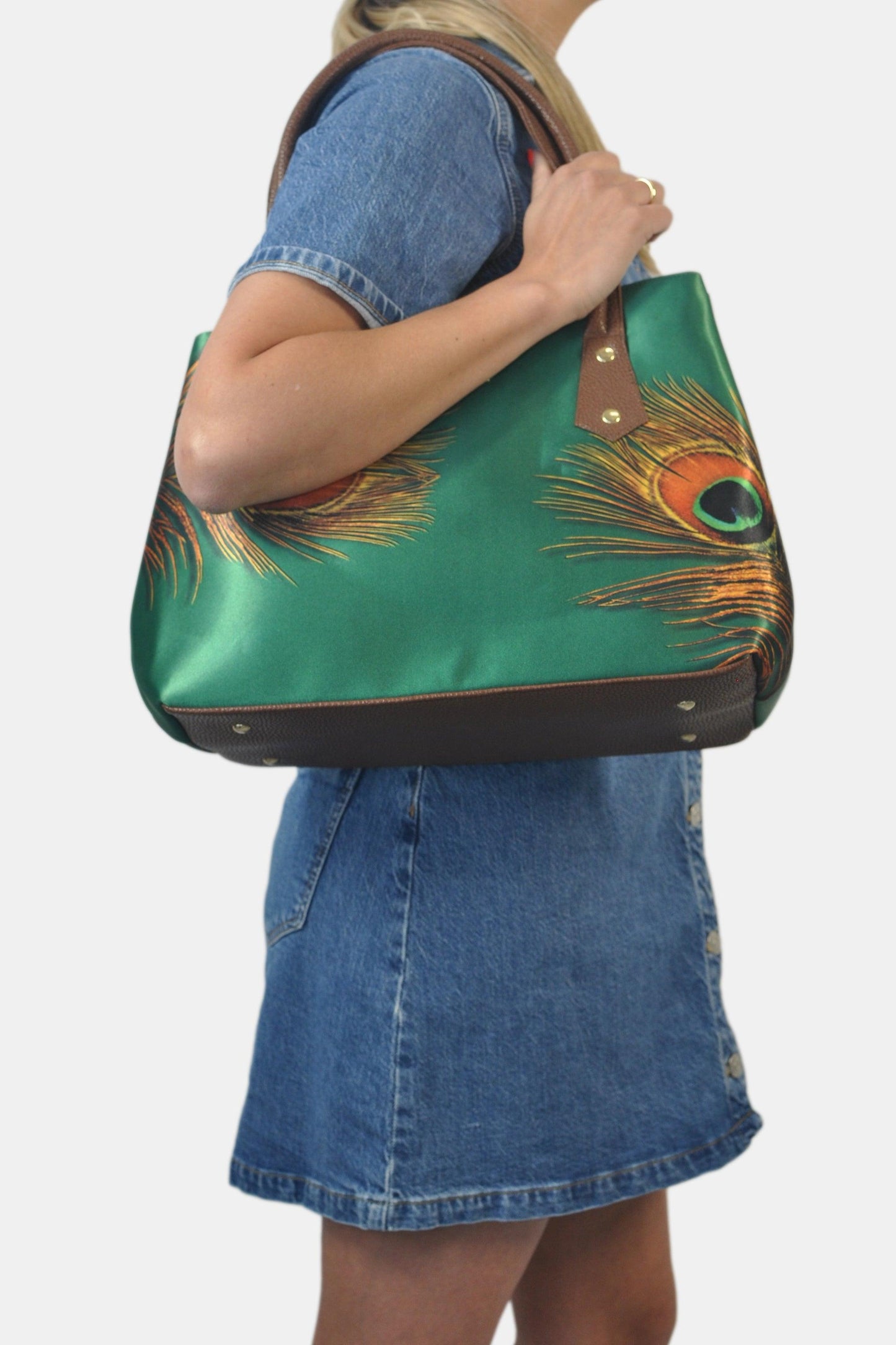 Bolso de hombro y mano Shopper Tote de mujer Pupe Pavo Real Verde | CHULA Tulum - CHULA Tulum