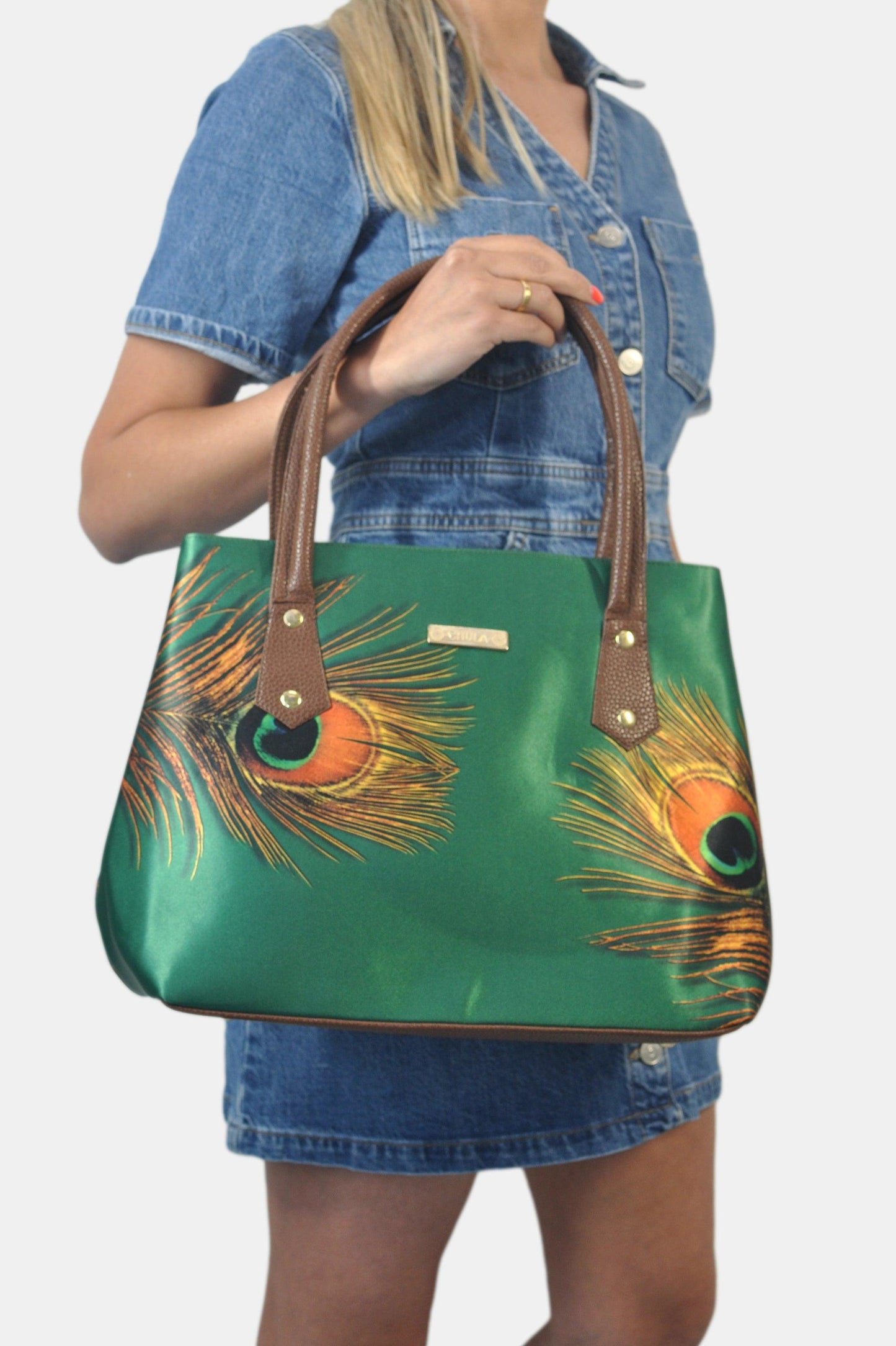 Bolso de hombro y mano Shopper Tote de mujer Pupe Pavo Real Verde | CHULA Tulum - CHULA Tulum