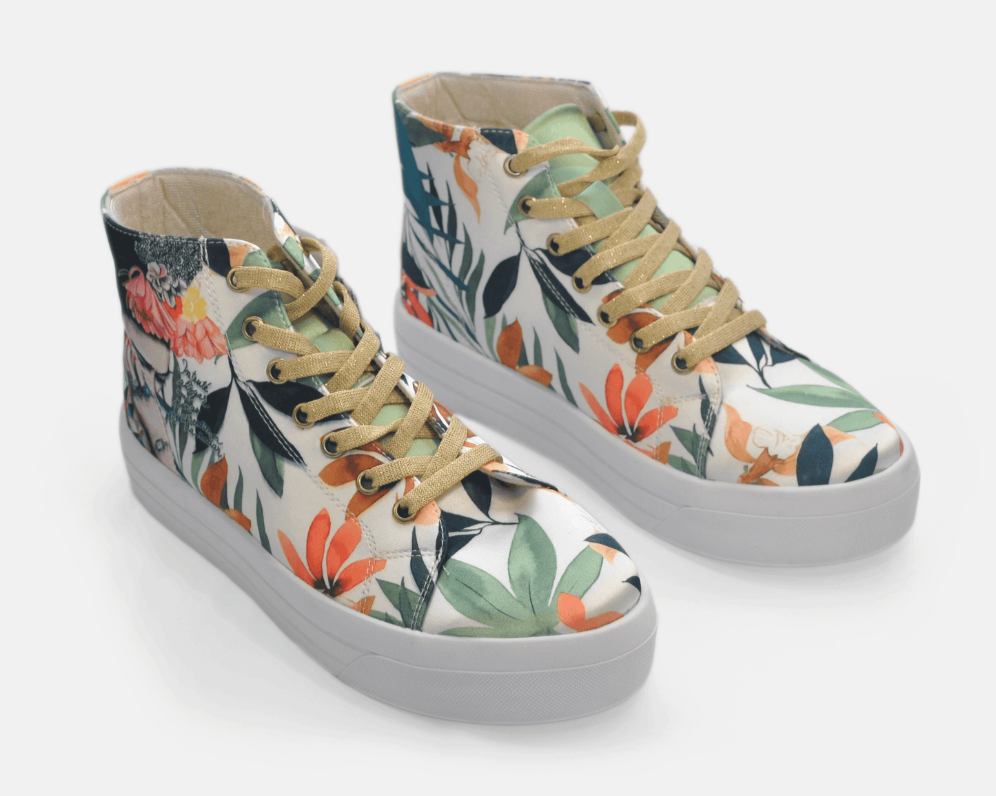 Botas Urbanas Altas de Mujer Frida Kahlo Hojas y Flores - Cuero Vegano | CHULA Tulum - CHULA Tulum