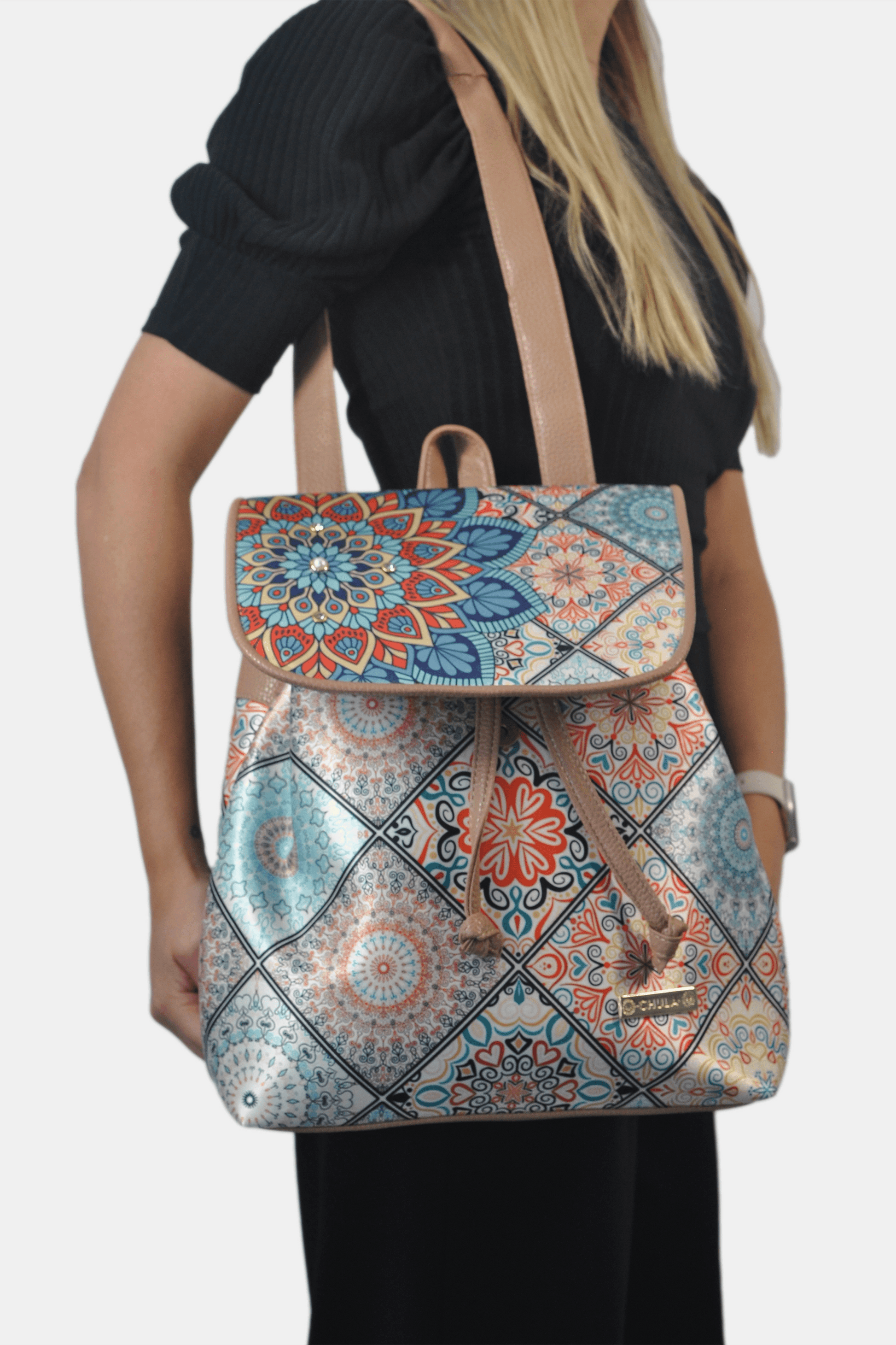 Mochila de Mujer grande BagPack Celine Mandala Turquesa | CHULA Tulum - CHULA Tulum