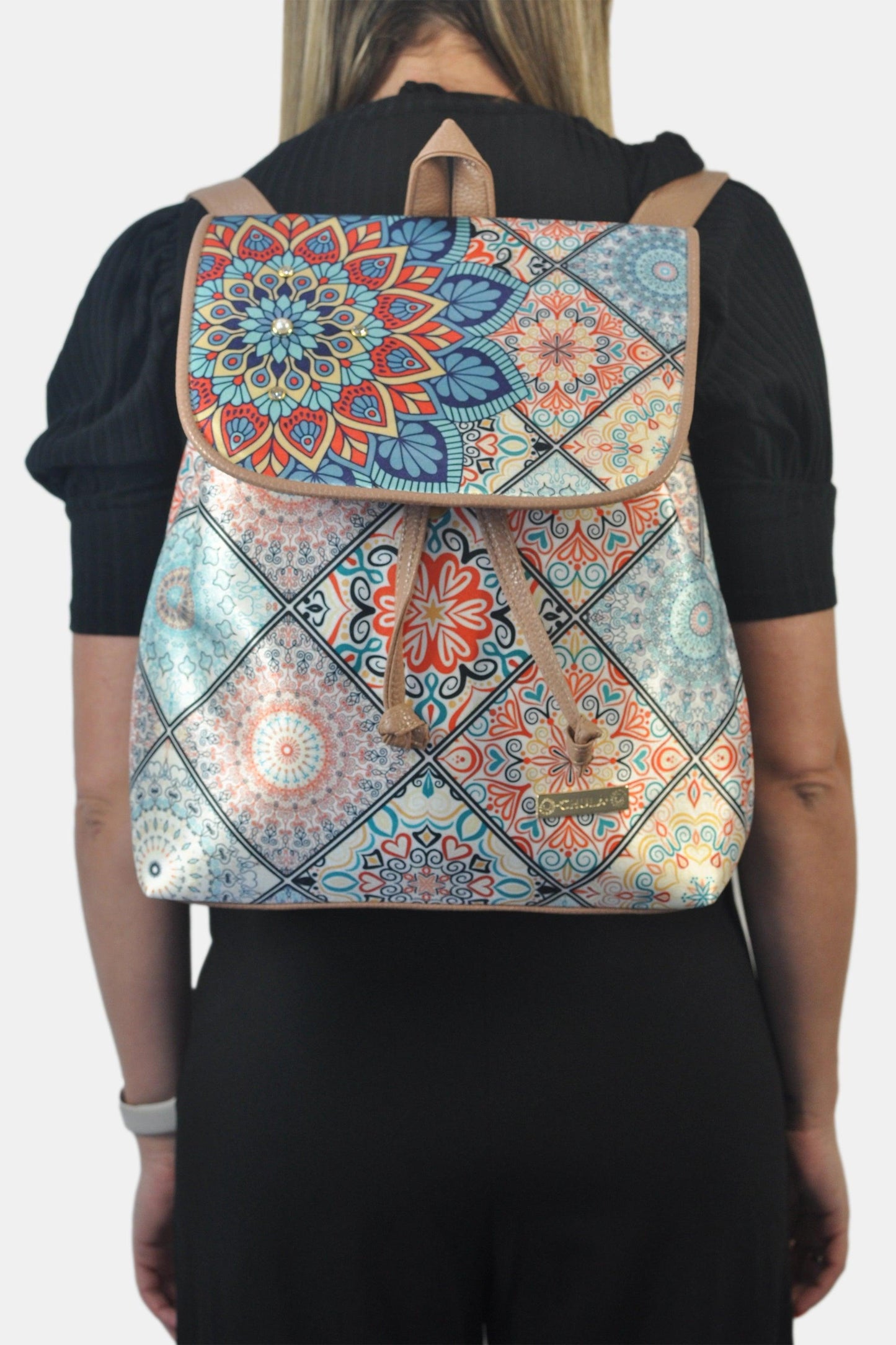 Mochila de Mujer grande BagPack Celine Mandala Turquesa | CHULA Tulum - CHULA Tulum