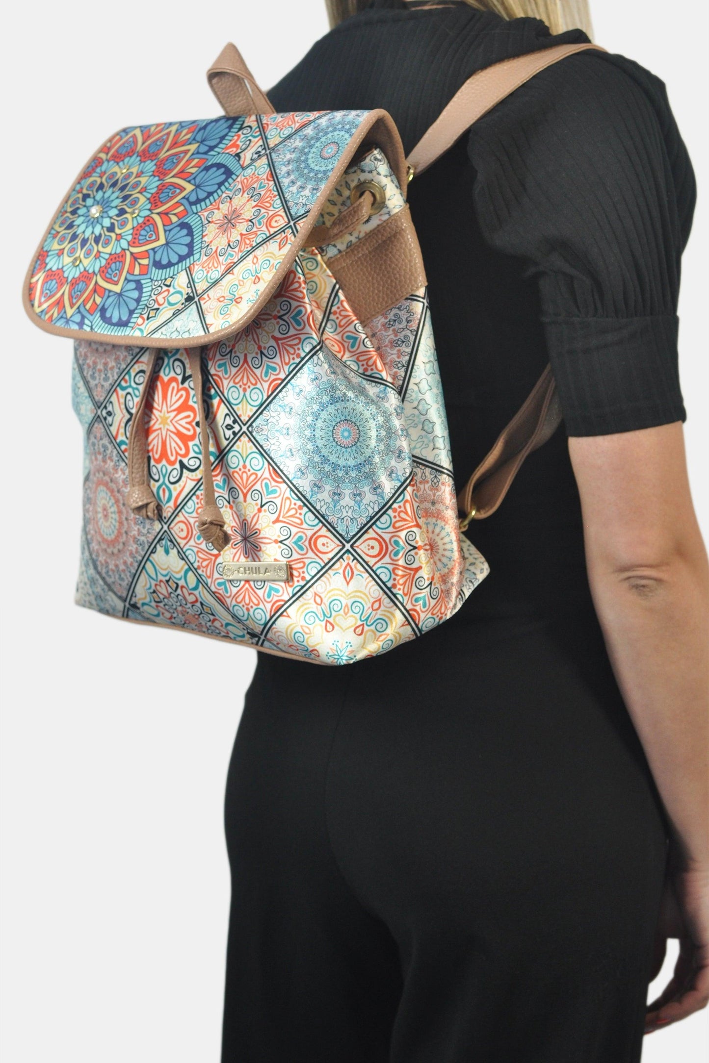 Mochila de Mujer grande BagPack Celine Mandala Turquesa | CHULA Tulum - CHULA Tulum