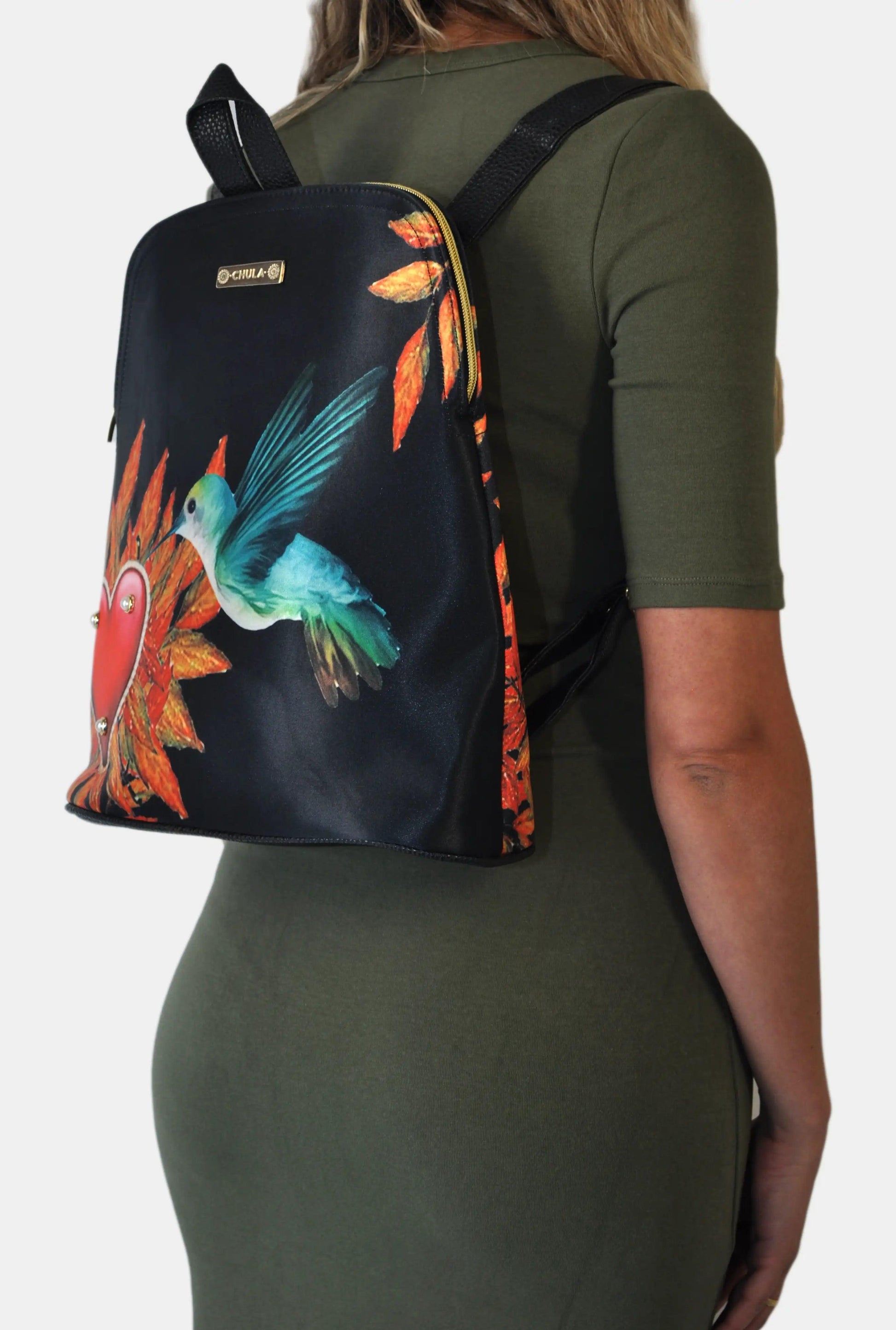 Mochila de Mujer y Bolso de hombro grande BagPack Colibri Maya Corazón | CHULA Tulum - CHULA Tulum