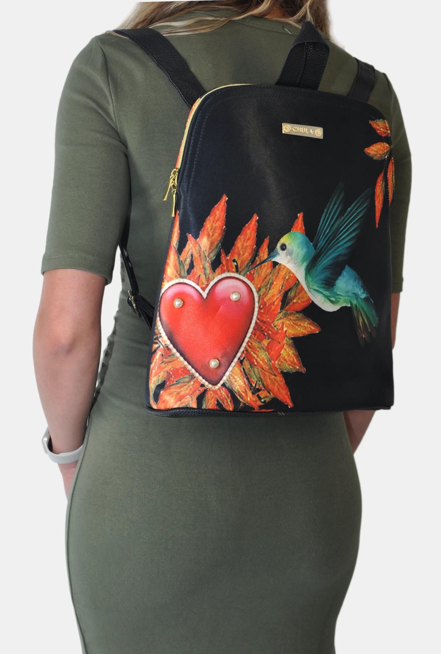 Mochila de Mujer y Bolso de hombro grande BagPack Colibri Maya Corazón | CHULA Tulum - CHULA Tulum