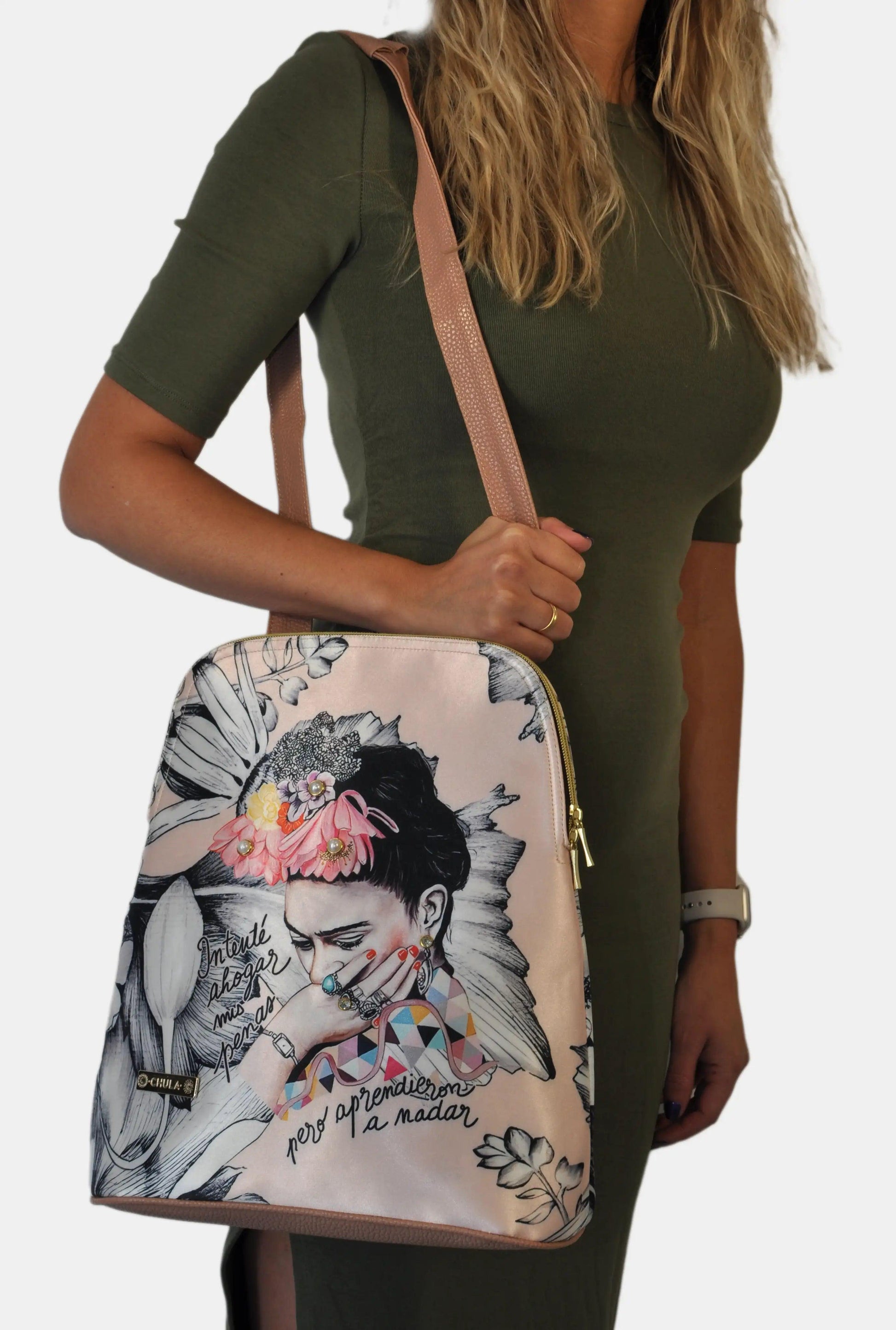 Mochila de Mujer y Bolso de Hombro Grande BagPack Frida Kahlo Romance | CHULA Tulum - CHULA Tulum