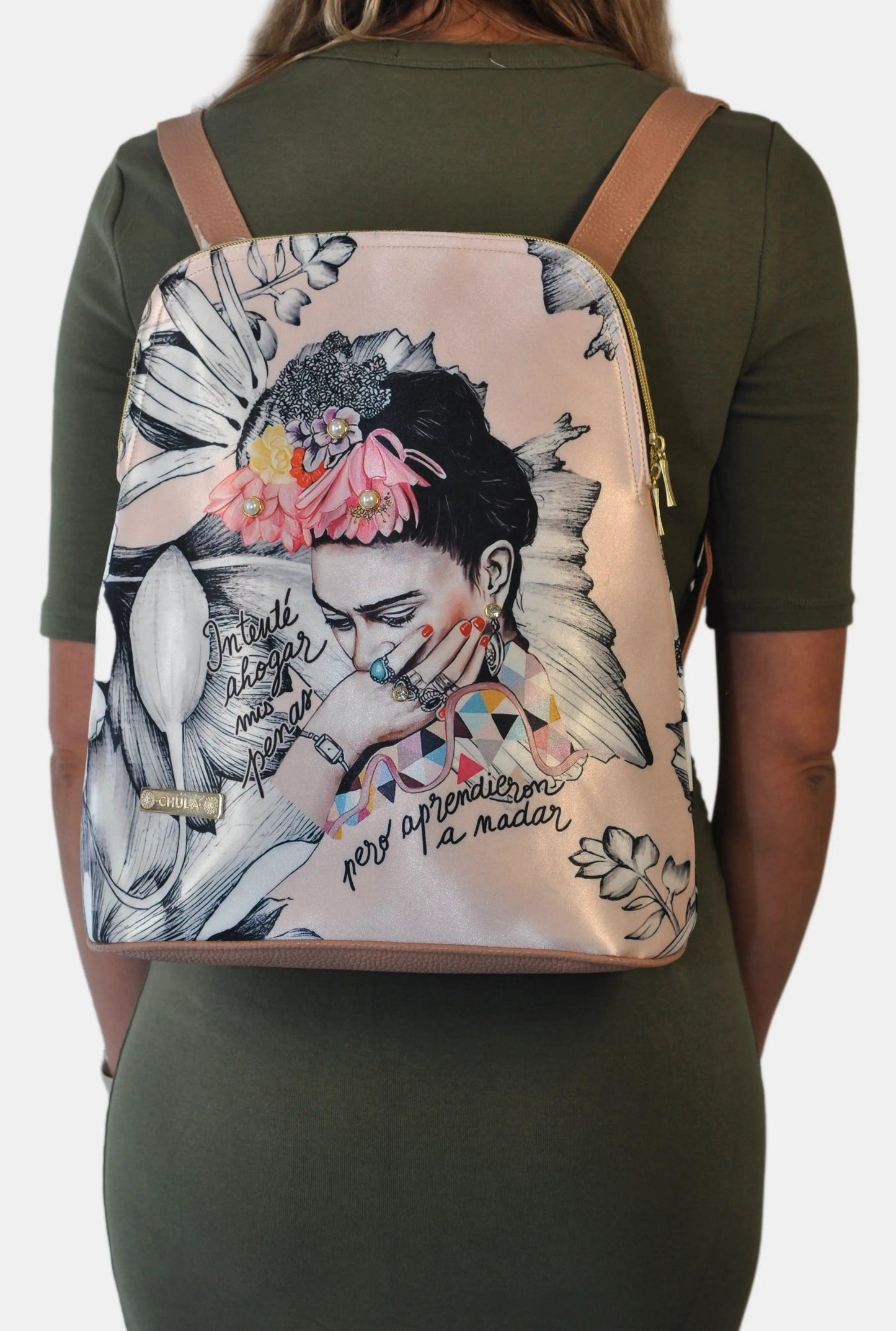 Mochila de Mujer y Bolso de Hombro Grande BagPack Frida Kahlo Romance | CHULA Tulum - CHULA Tulum