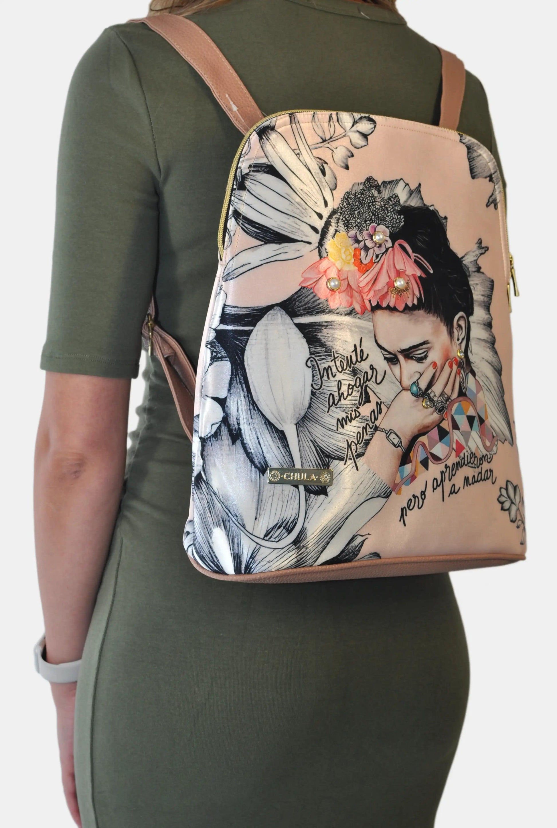 Mochila de Mujer y Bolso de Hombro Grande BagPack Frida Kahlo Romance | CHULA Tulum - CHULA Tulum