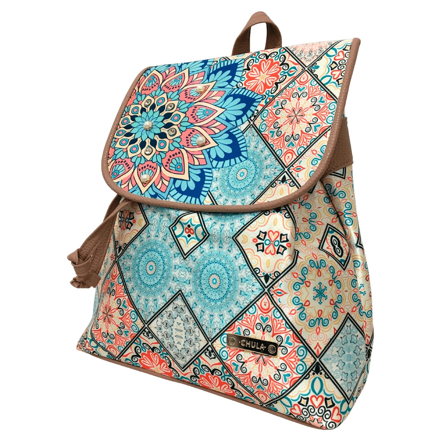 Mochila de Mujer grande BagPack Celine Mandala Turquesa | CHULA Tulum - CHULA Tulum