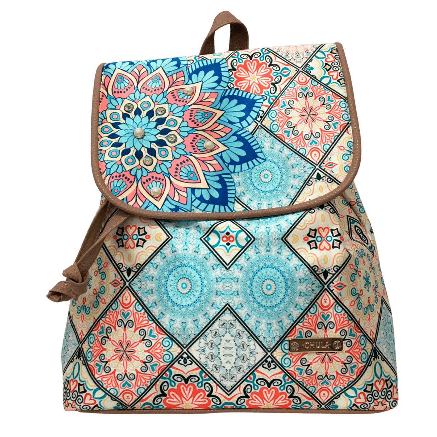 Mochila de Mujer grande BagPack Celine Mandala Turquesa | CHULA Tulum - CHULA Tulum