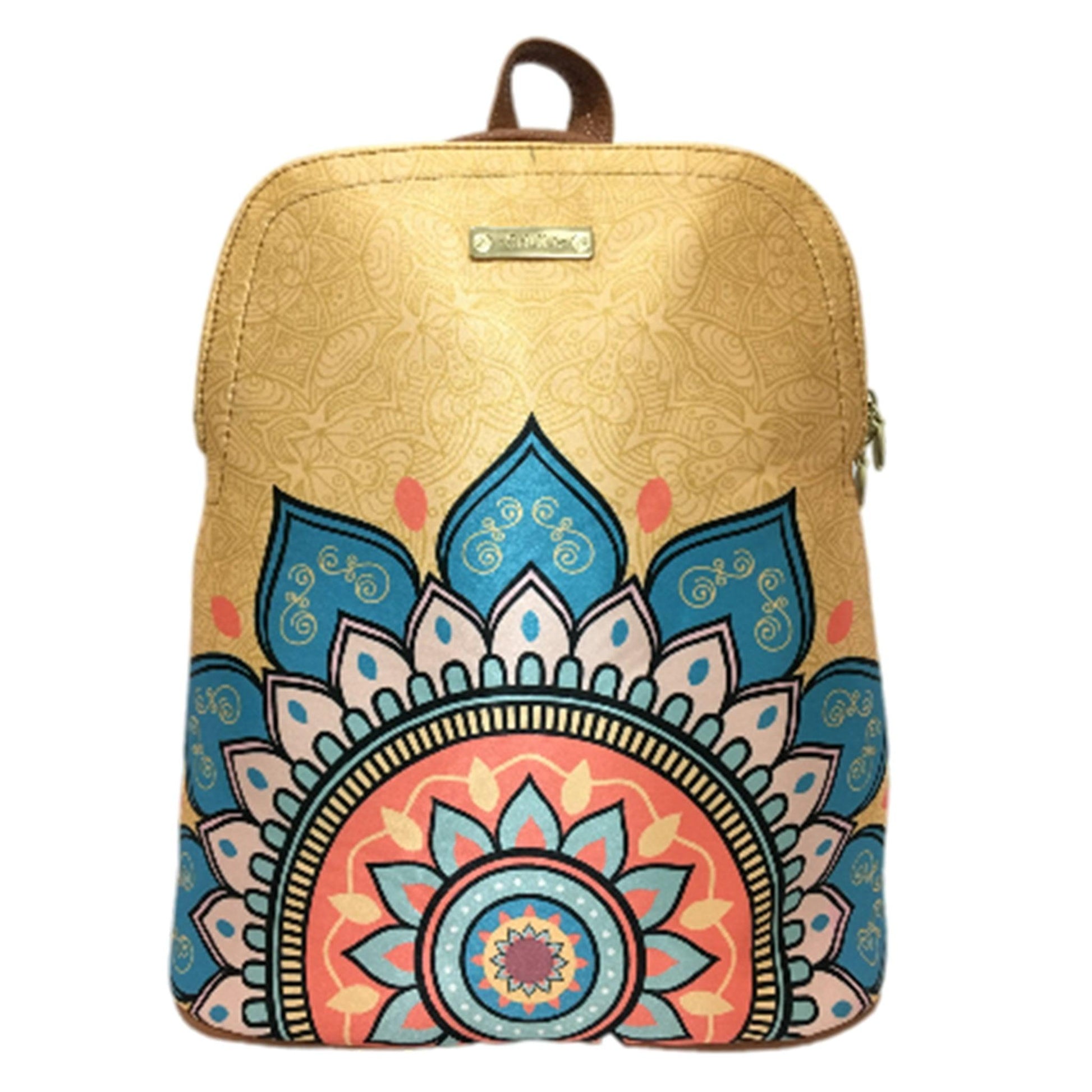 Mochila de Mujer y Bolso de hombro grande BagPack Mandala Dorada | CHULA Tulum - CHULA Tulum