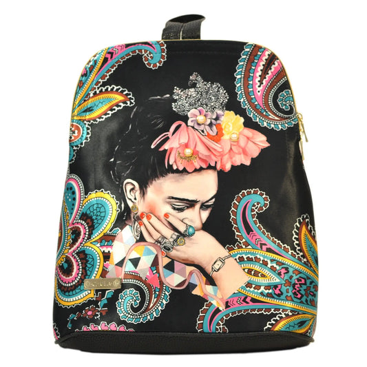 Mochila de Mujer y Bolso de hombro grande BagPack Frida Kahlo Multicolor | CHULA Tulum