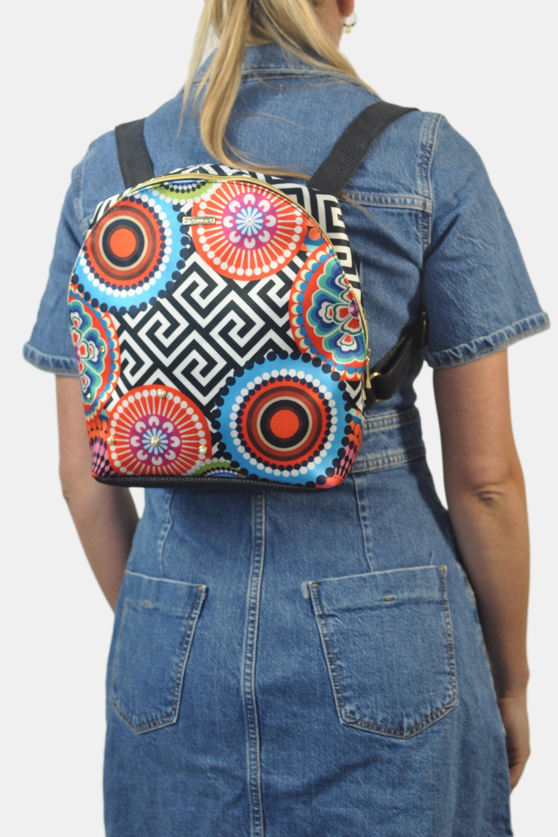 Mochila pequeña de Mujer y Bolso de hombro Mini BackPack Círculos | CHULA Tulum - CHULA Tulum