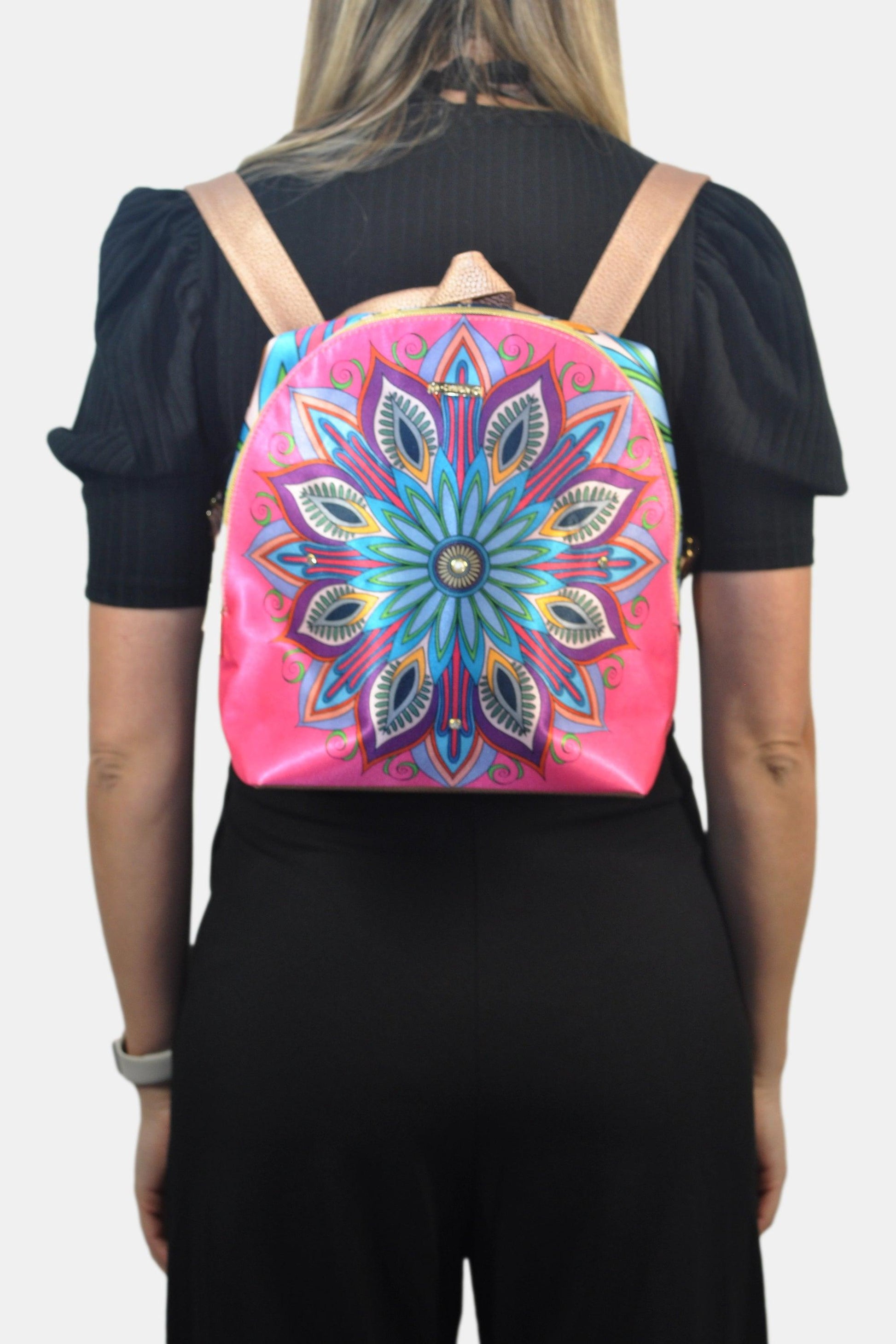 Mochila pequeña de Mujer y Bolso de hombro Mini BackPack Mandala Rosa | CHULA Tulum - CHULA Tulum