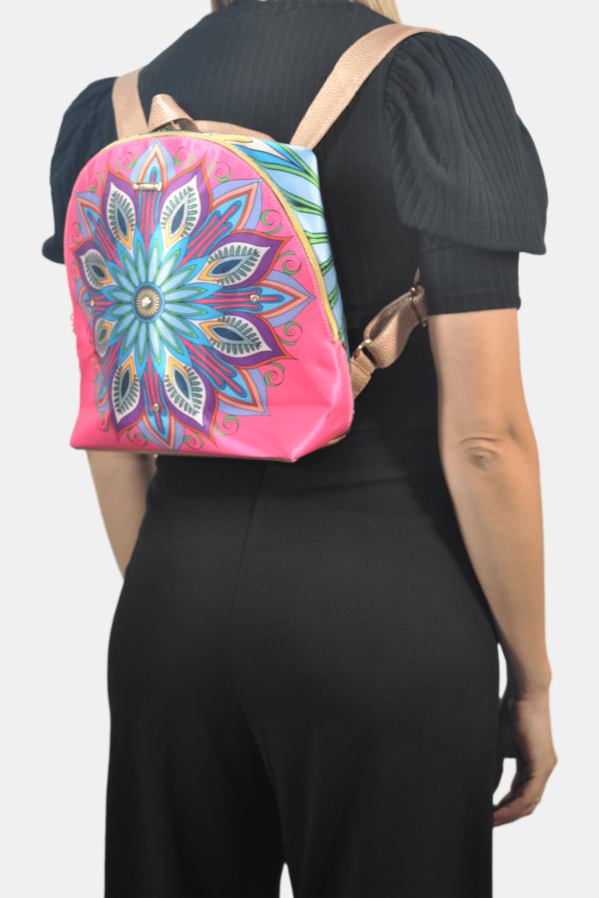 Mochila pequeña de Mujer y Bolso de hombro Mini BackPack Mandala Rosa | CHULA Tulum - CHULA Tulum