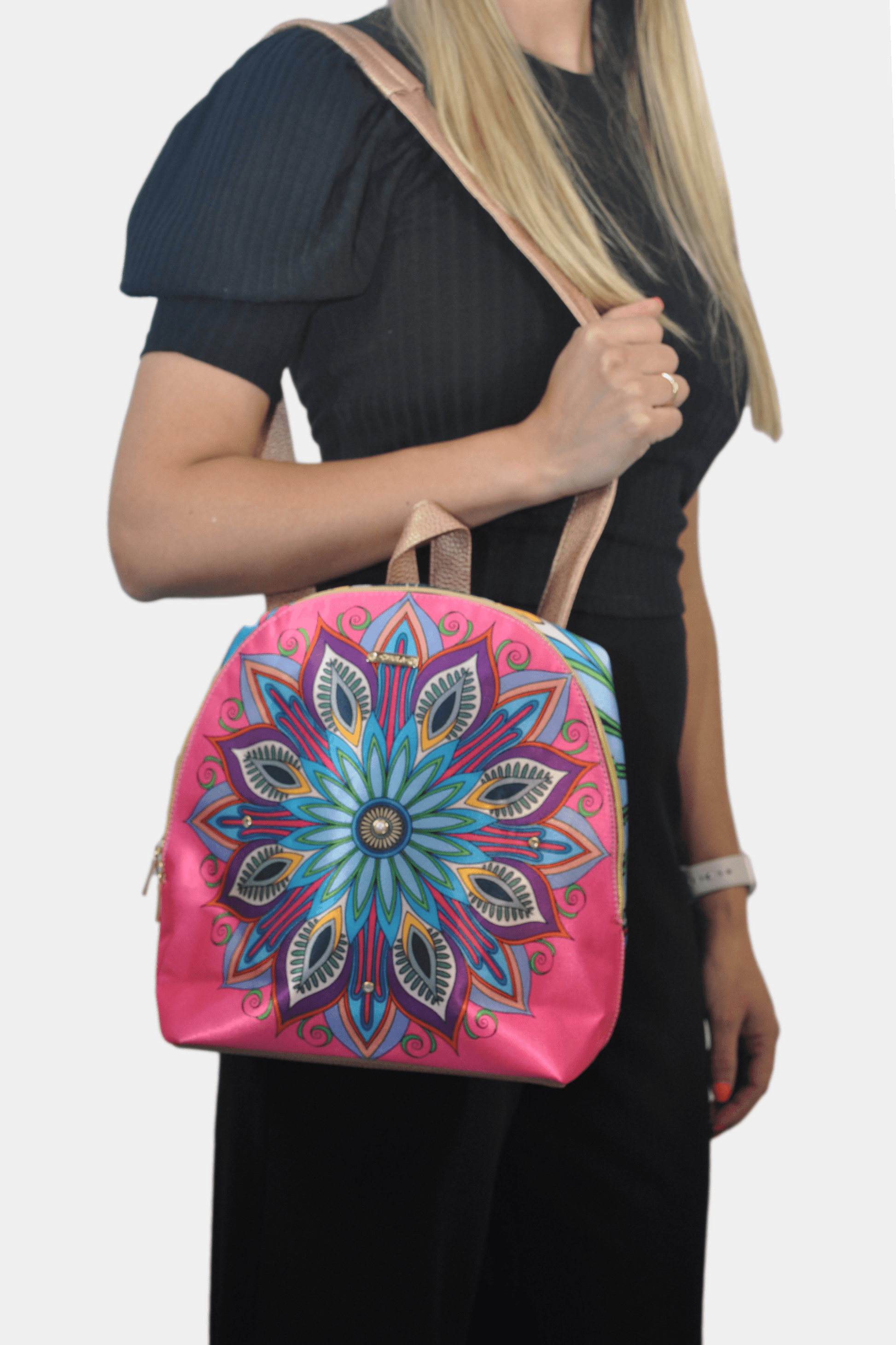 Mochila pequeña de Mujer y Bolso de hombro Mini BackPack Mandala Rosa | CHULA Tulum - CHULA Tulum