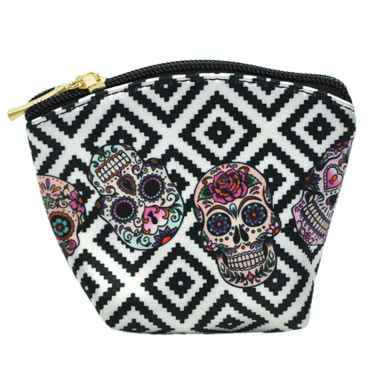 Monedero pequeño Mini Coin Purse Skull Party Calaveras Negras | CHULA Tulum